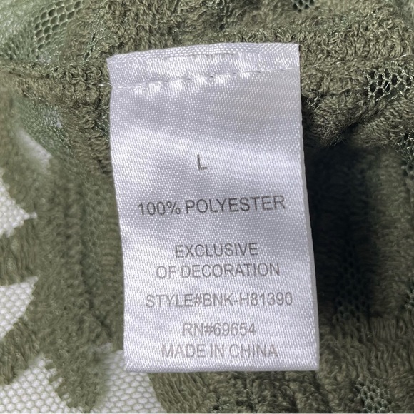 NEW Francescas Dizzy Lizzy Olive Lace and mesh Kimono Women’s Size Large Shrug - Picture 7 of 12